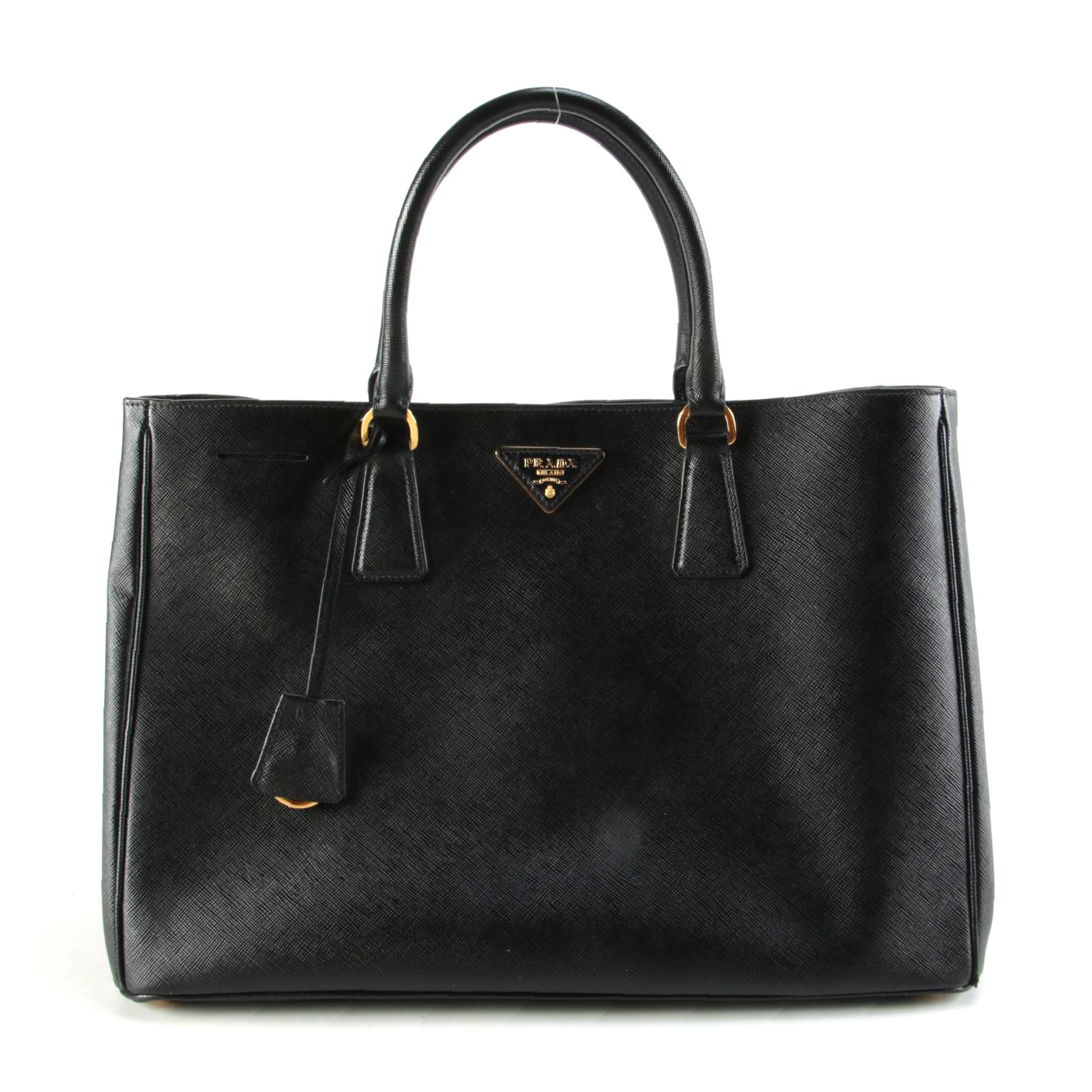 Prada Saffiano Lux Medium Shopping Tote In Black Leather