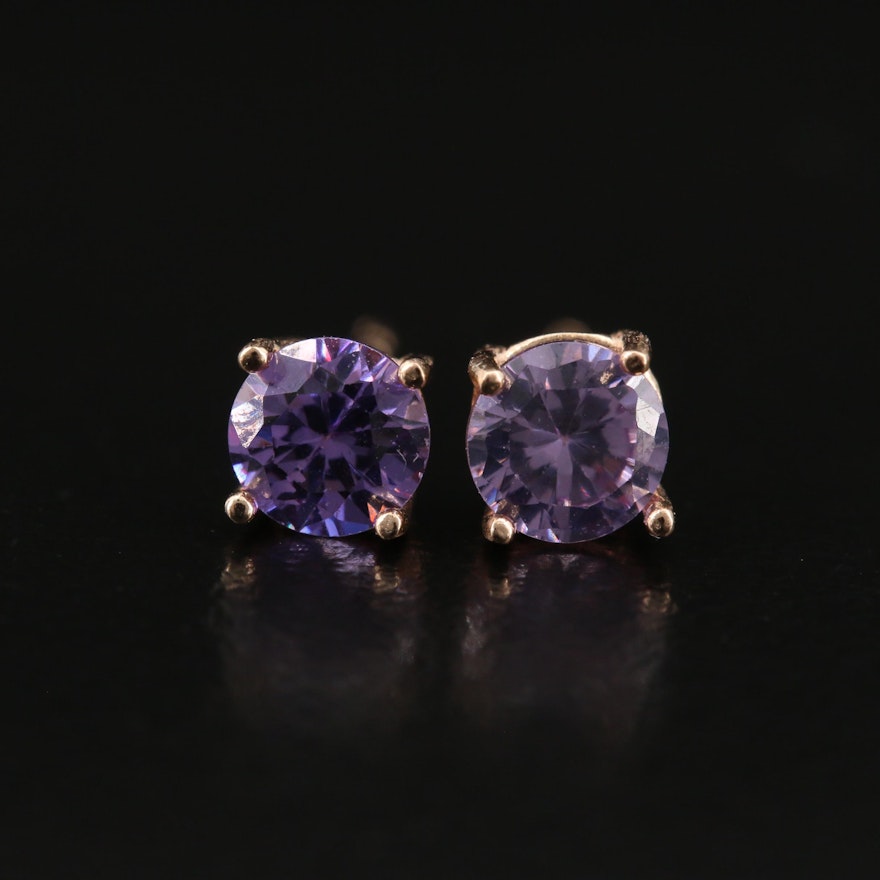 14K Cubic Zirconia Stud Earrings