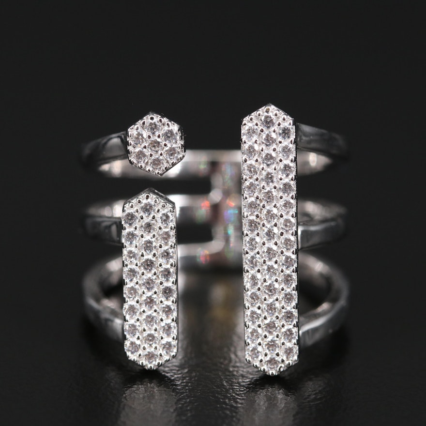 Sterling Silver Cubic Zirconia Torque Ring