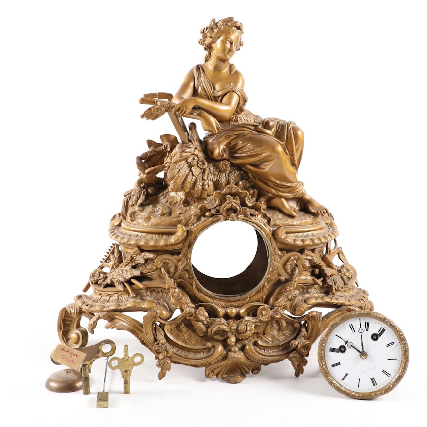 Leroy Gilt Metal "Demeter" Mantel Clock, 19th Century