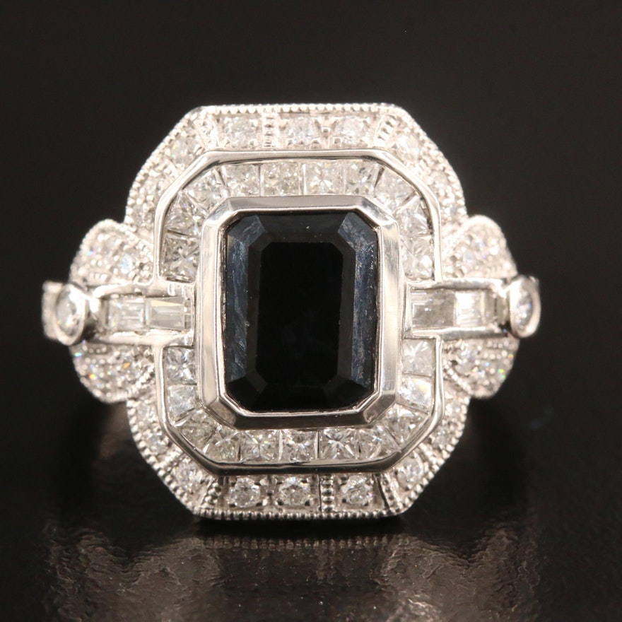 Platinum 2.75 CT Sapphire and 1.17 CTW Diamond Ring