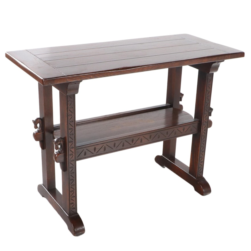 Romweber Viking Oak Two-Tier Console Table, 20th Century