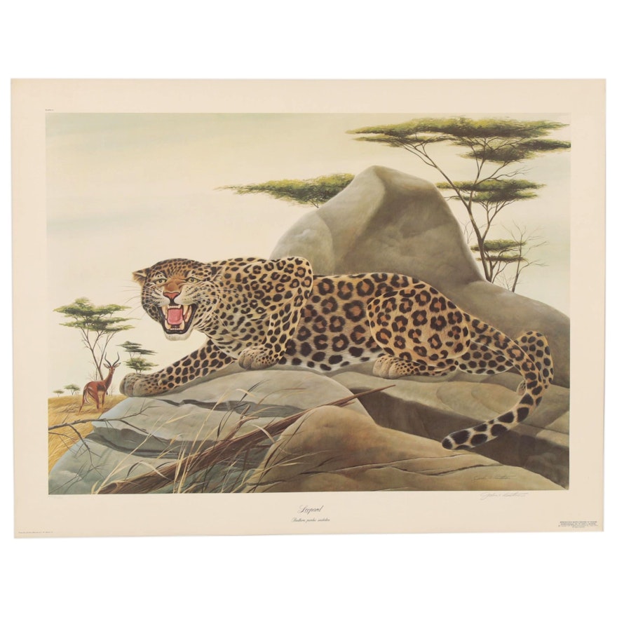 John A. Ruthven Offset Lithograph "Leopard," Late 20th Century