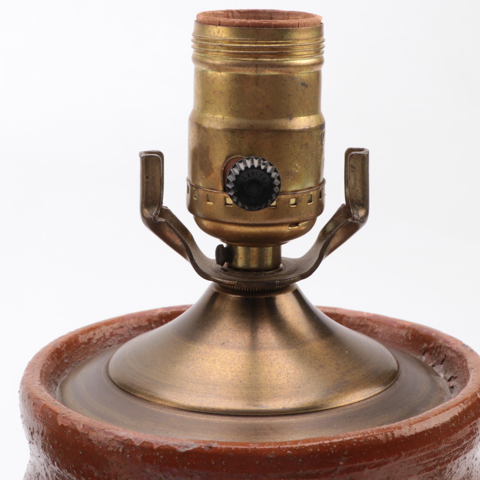 Salt Glazed Pottery Crock Table Lamps, Early to Mid 20th Century