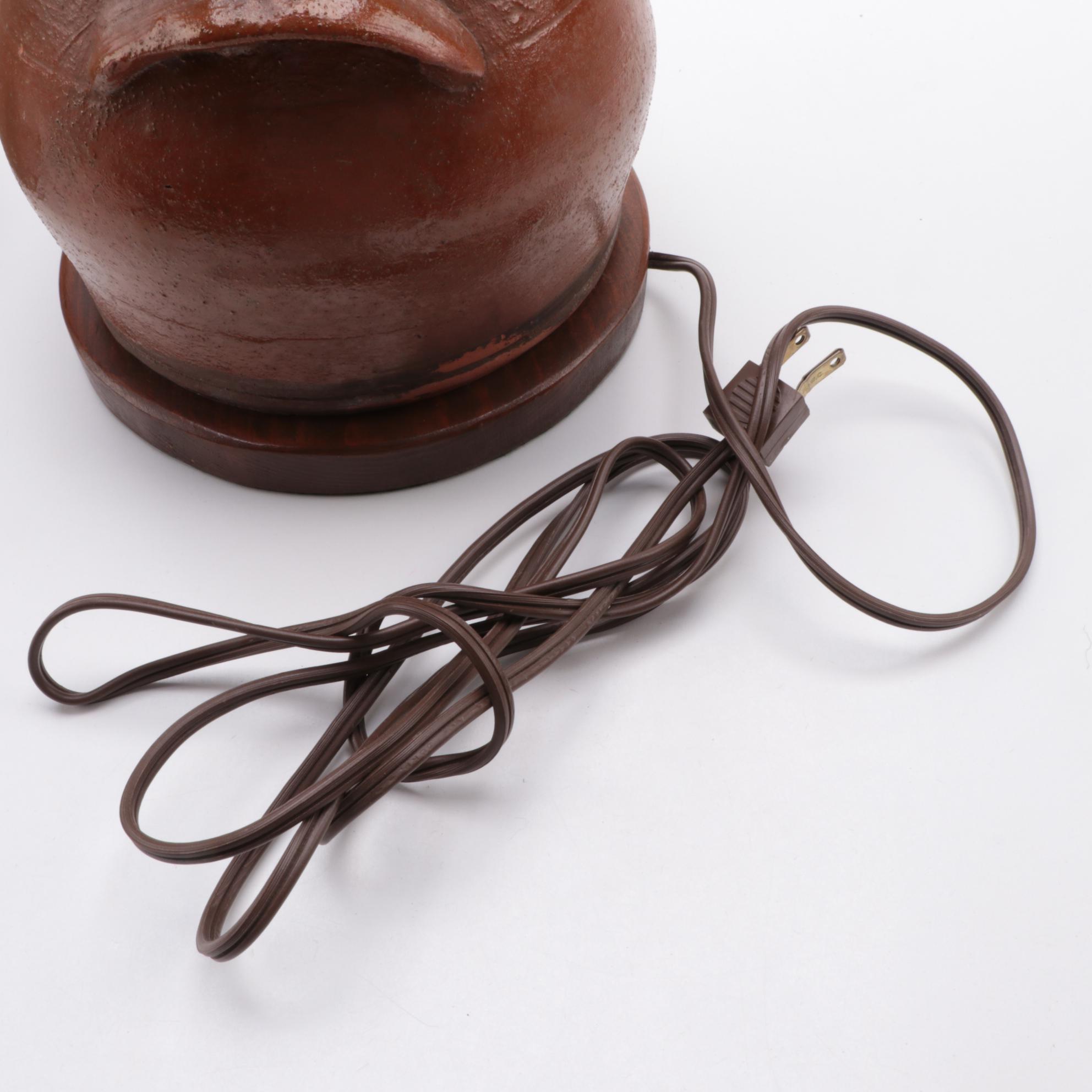 Salt Glazed Pottery Crock Table Lamps, Early to Mid 20th Century