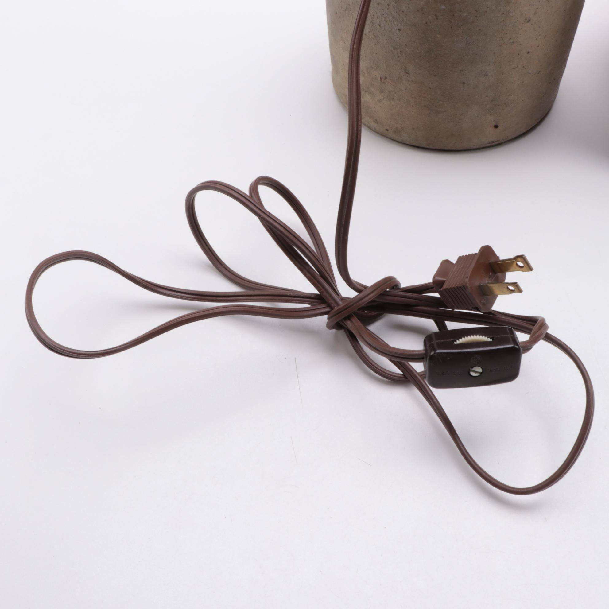 Salt Glazed Pottery Crock Table Lamps, Early to Mid 20th Century