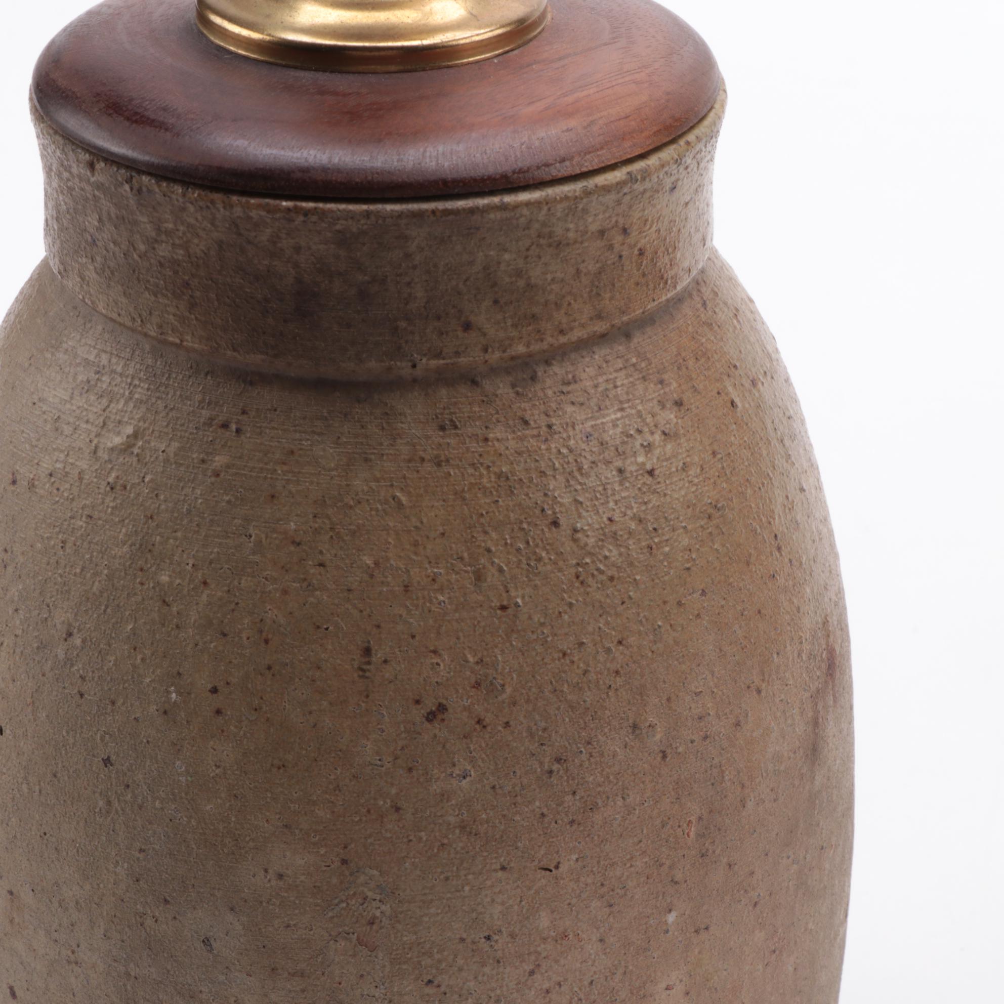 Salt Glazed Pottery Crock Table Lamps, Early to Mid 20th Century