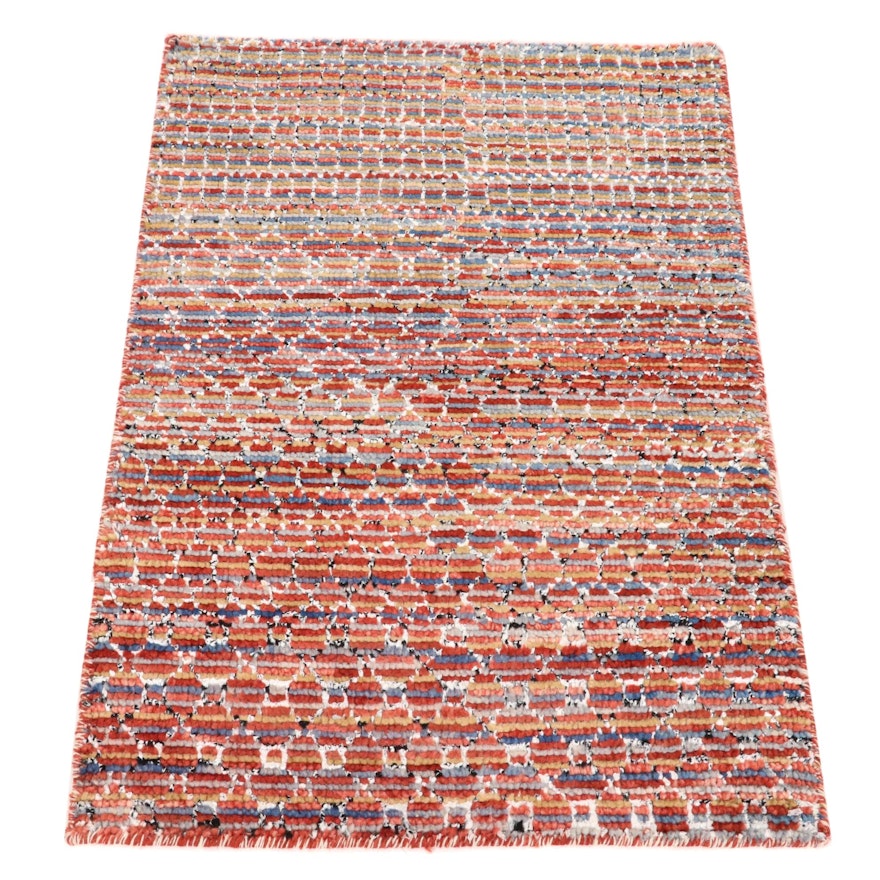 2' x 3' Hand-Knotted Indian Bamboo Silk Accent Rug, 2010s