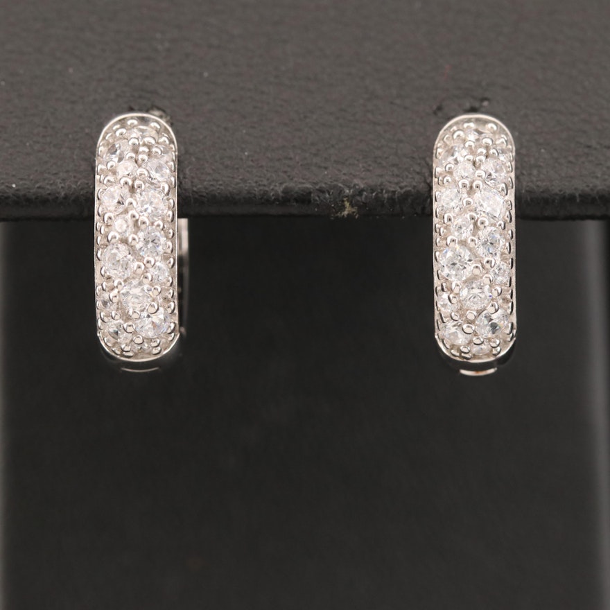 Sterling Cubic Zirconia Huggie Earrings