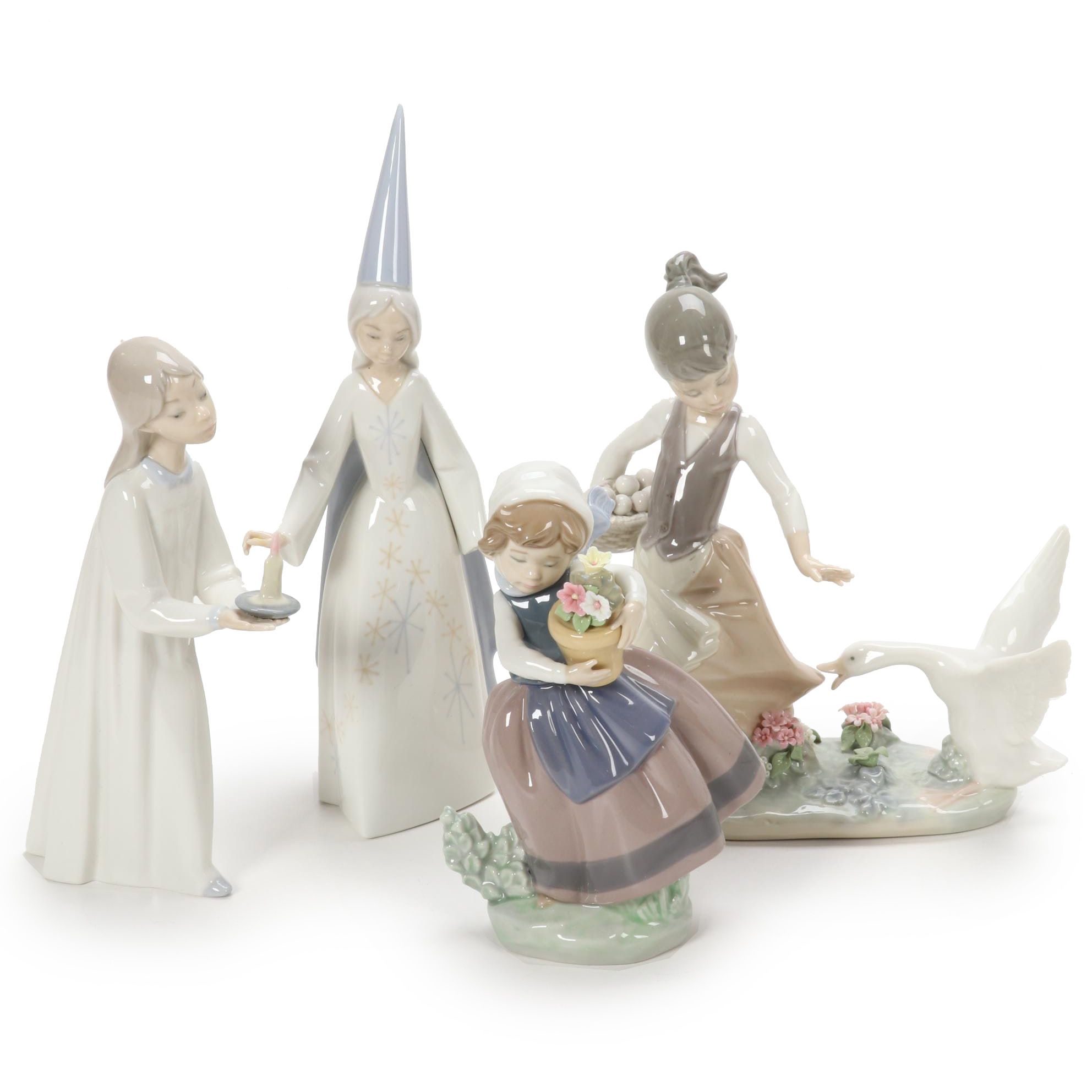 Lladró "Spring is Here" Porcelain Figurine Designed by José Puche with Others