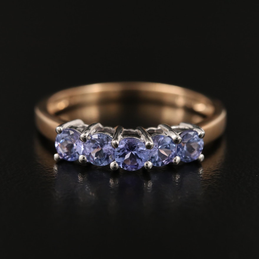 9K Round Faceted Tanzanite Ring