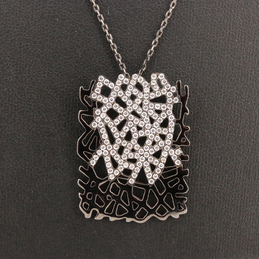 Sterling Silver Cubic Zirconia Openwork Pendant Necklace