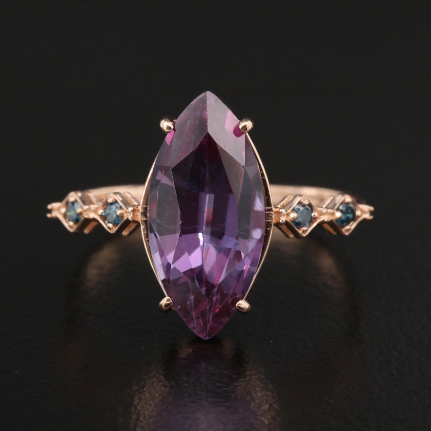 14K Rose Gold Sapphire and Diamond Ring