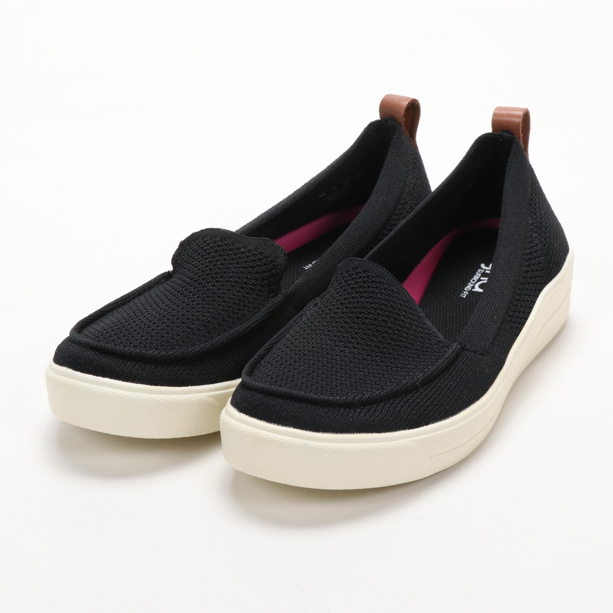 Ryka Memory Foam Slip-On Sneakers in Black and Slate Grey