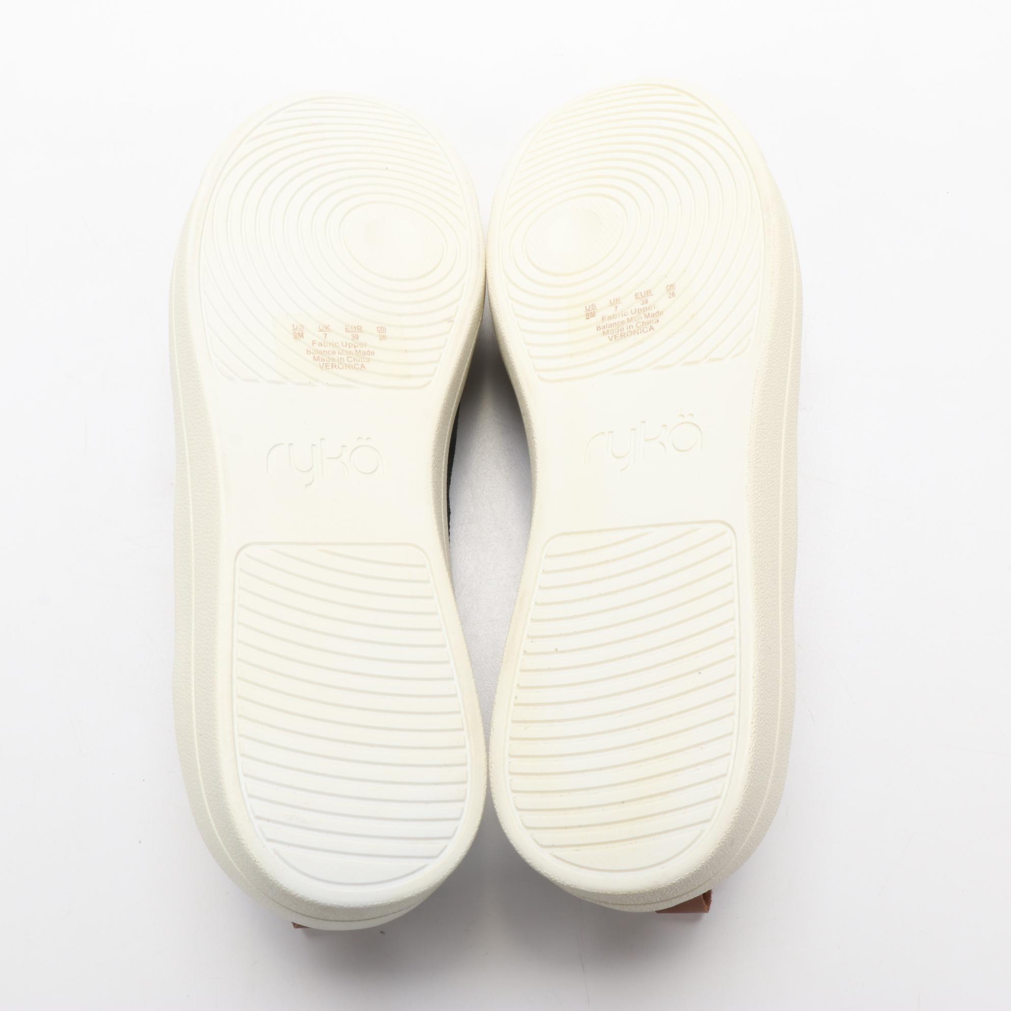 Ryka Memory Foam Slip-On Sneakers in Black and Slate Grey