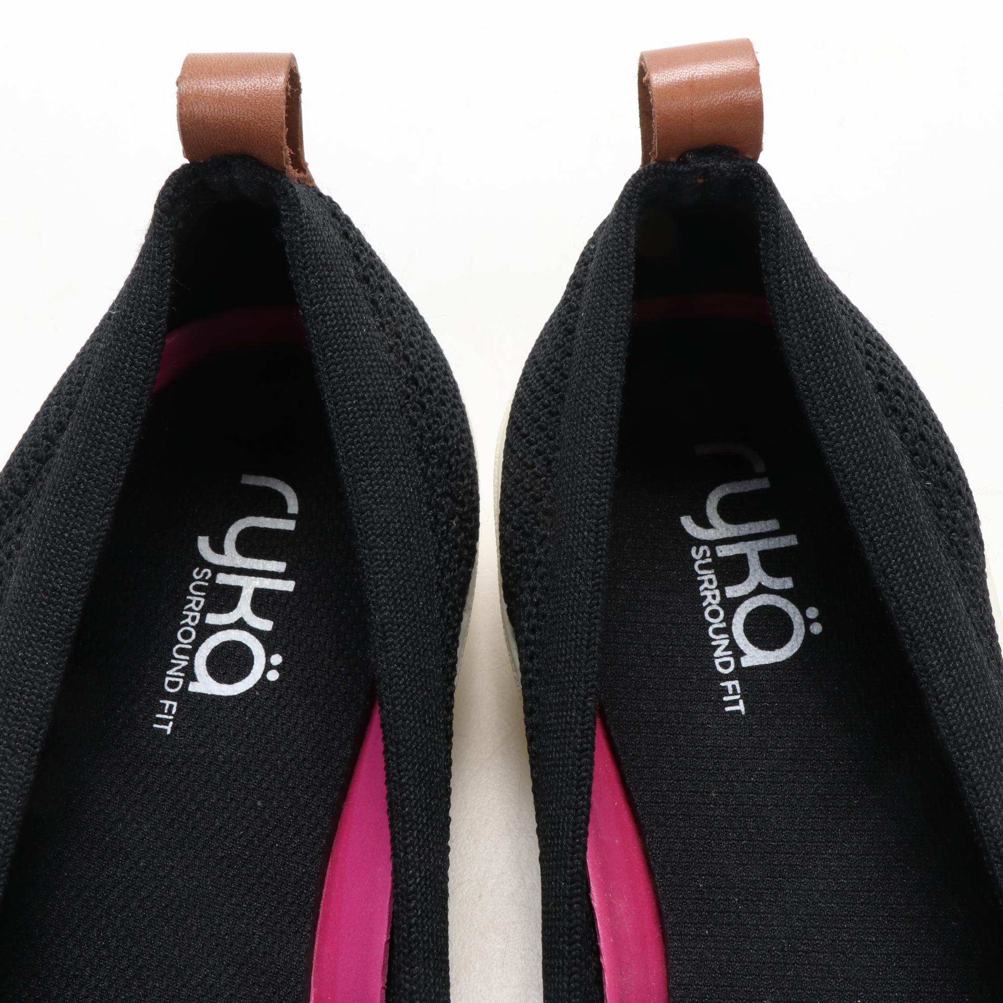 Ryka Memory Foam Slip-On Sneakers in Black and Slate Grey