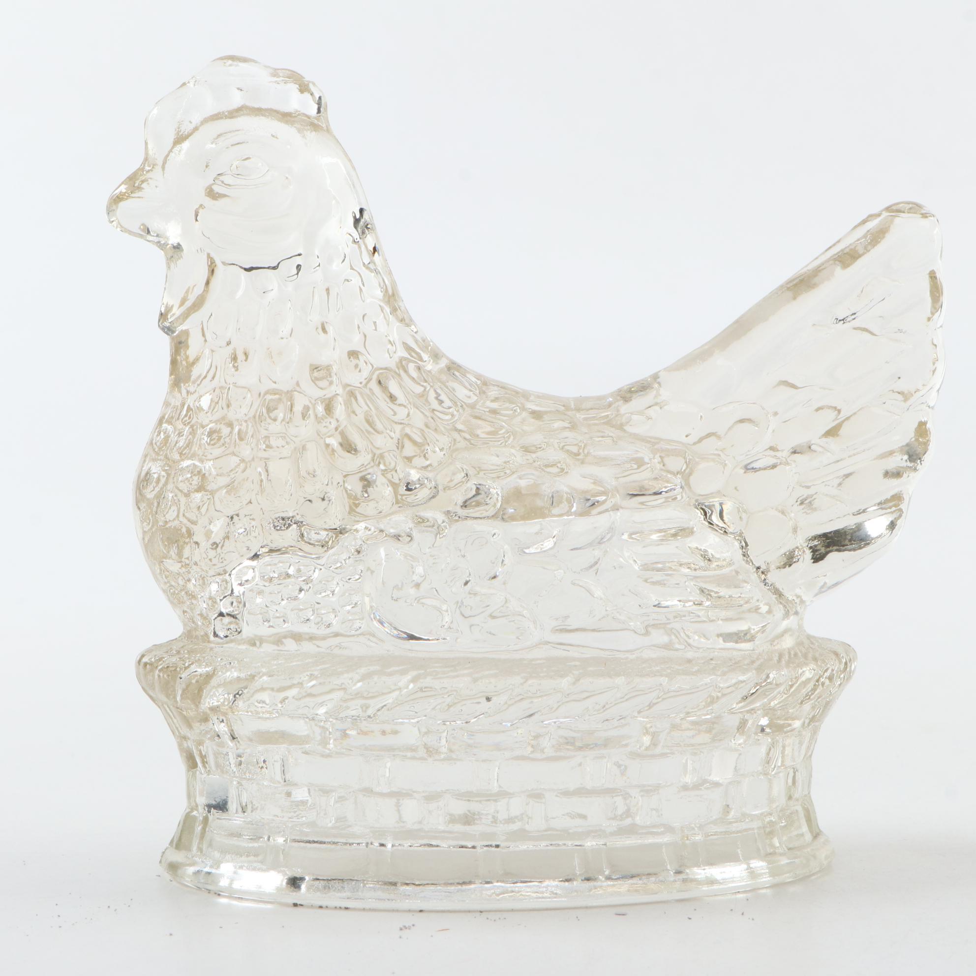 Kemple "Hen on Basket" Milk Glass Dish and Other Figurines
