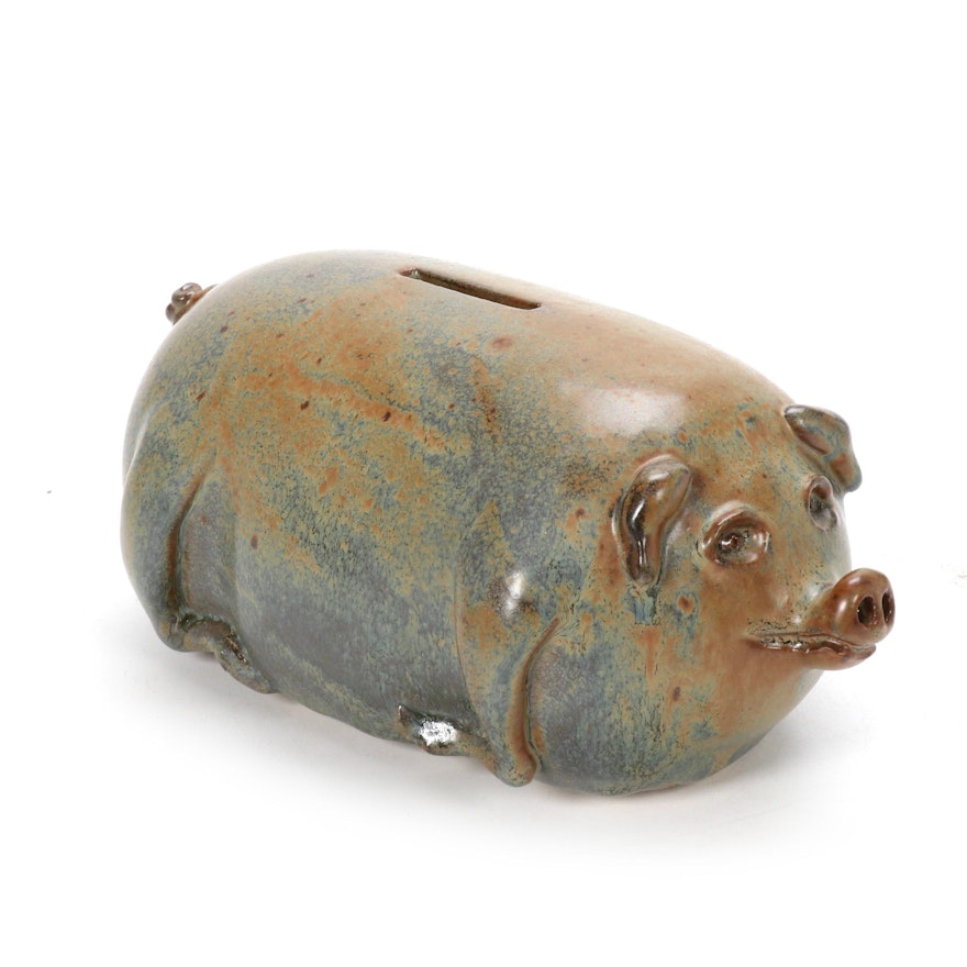 B Moore Art Pottery Ceramic Piggy Bank