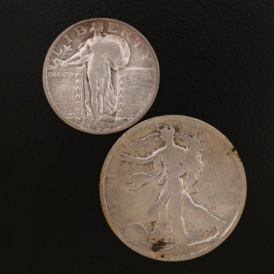 Standing Liberty Silver Quarter and Walking Liberty Silver Half Dollar