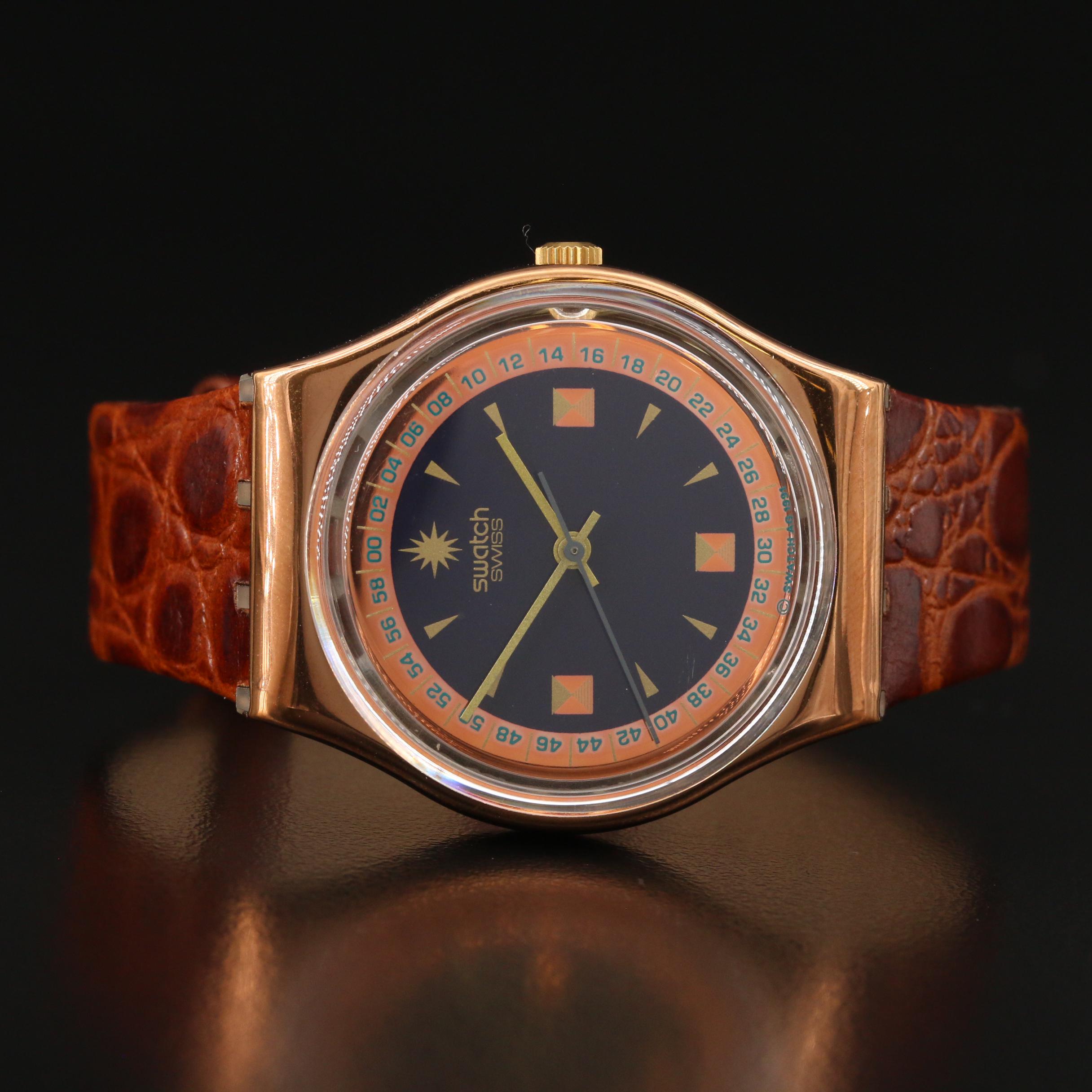 Vintage "Copper and Black" Swiss Swatch Watch
