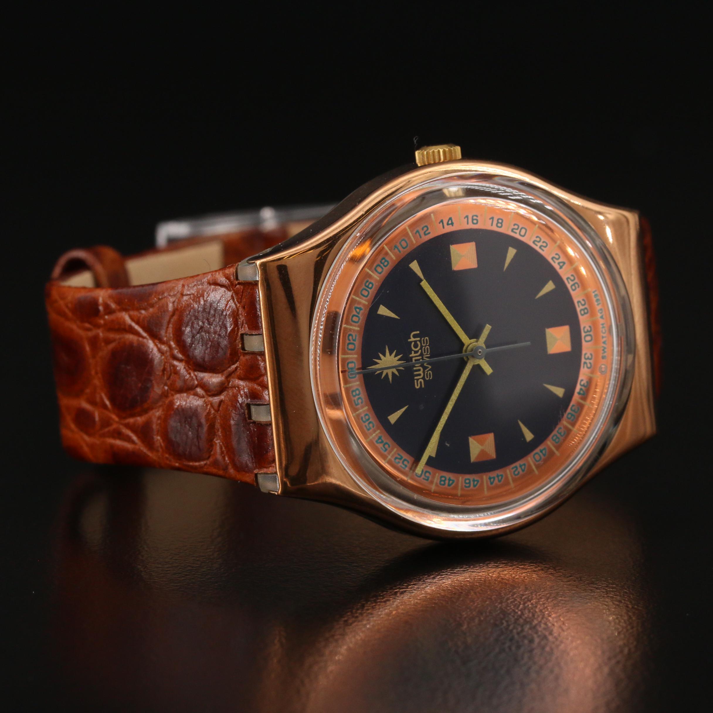 Vintage "Copper and Black" Swiss Swatch Watch