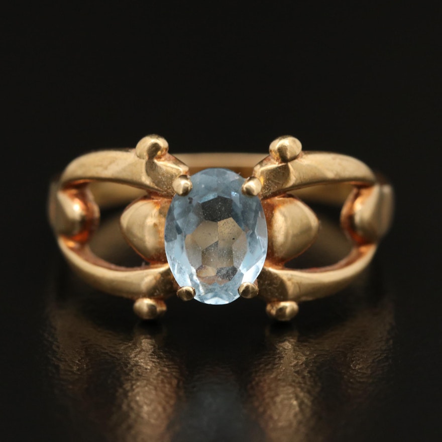 14K Aquamarine Openwork Ring