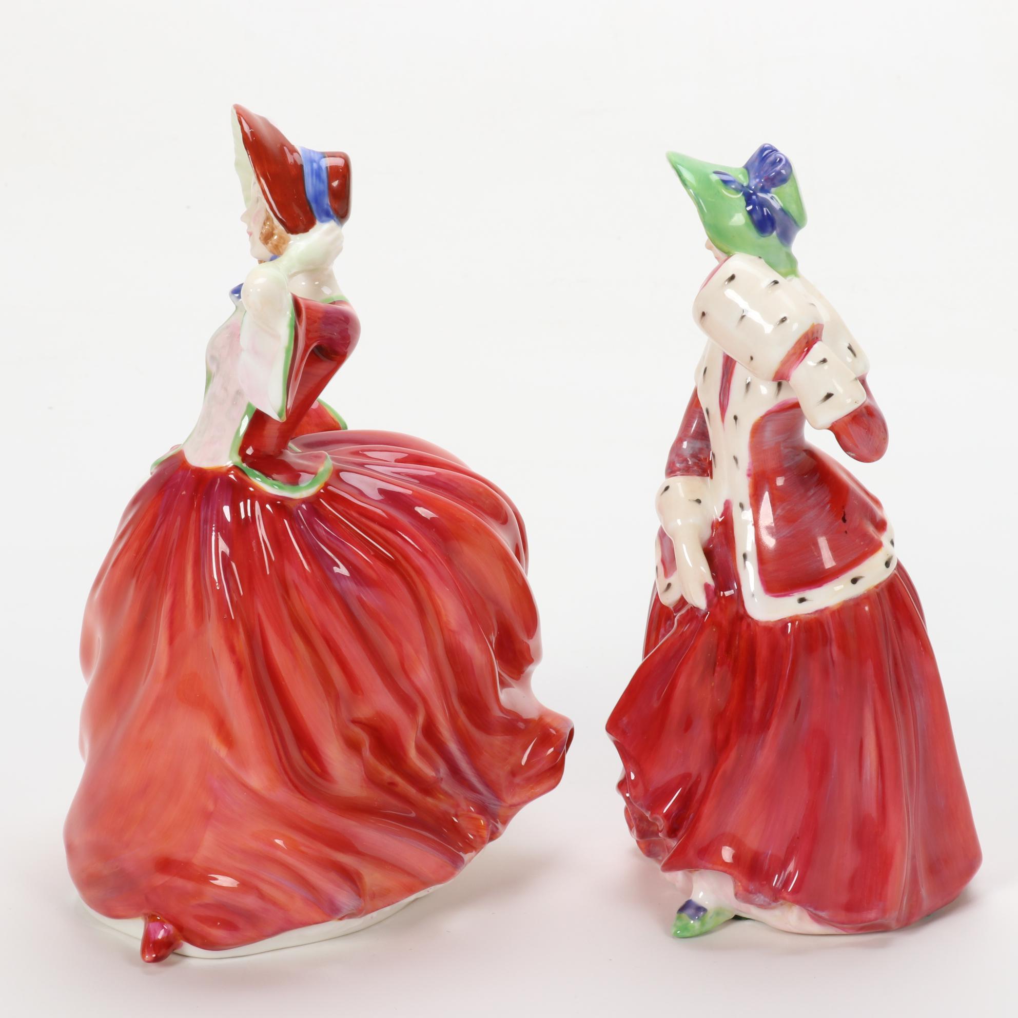 Royal Doulton "Christmas Morn" and "Autumn Breezes" Porcelain Figurines