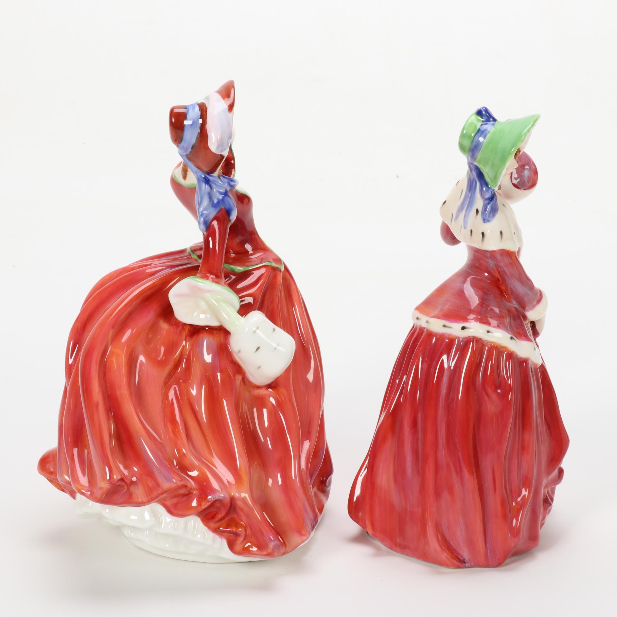 Royal Doulton "Christmas Morn" and "Autumn Breezes" Porcelain Figurines
