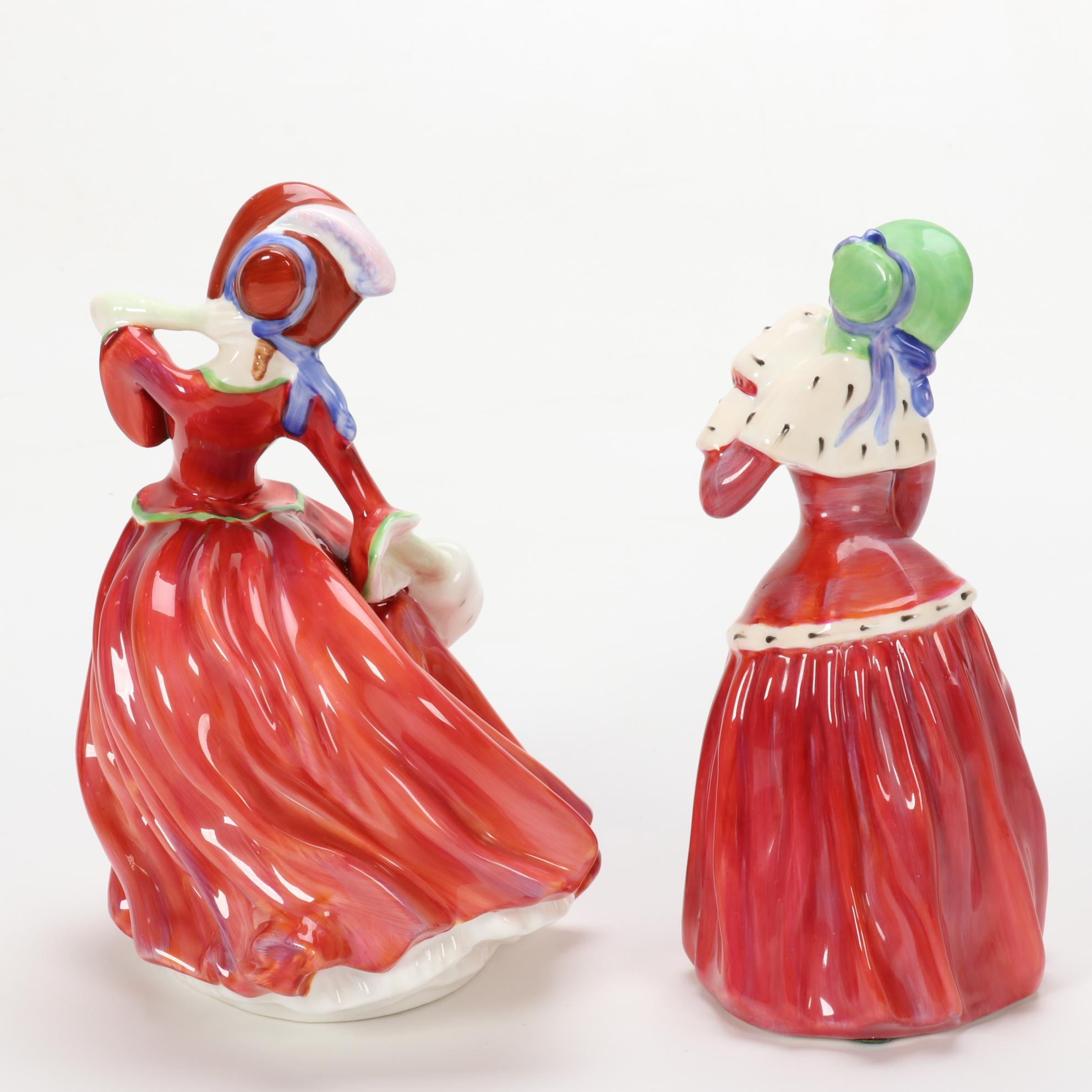 Royal Doulton "Christmas Morn" and "Autumn Breezes" Porcelain Figurines
