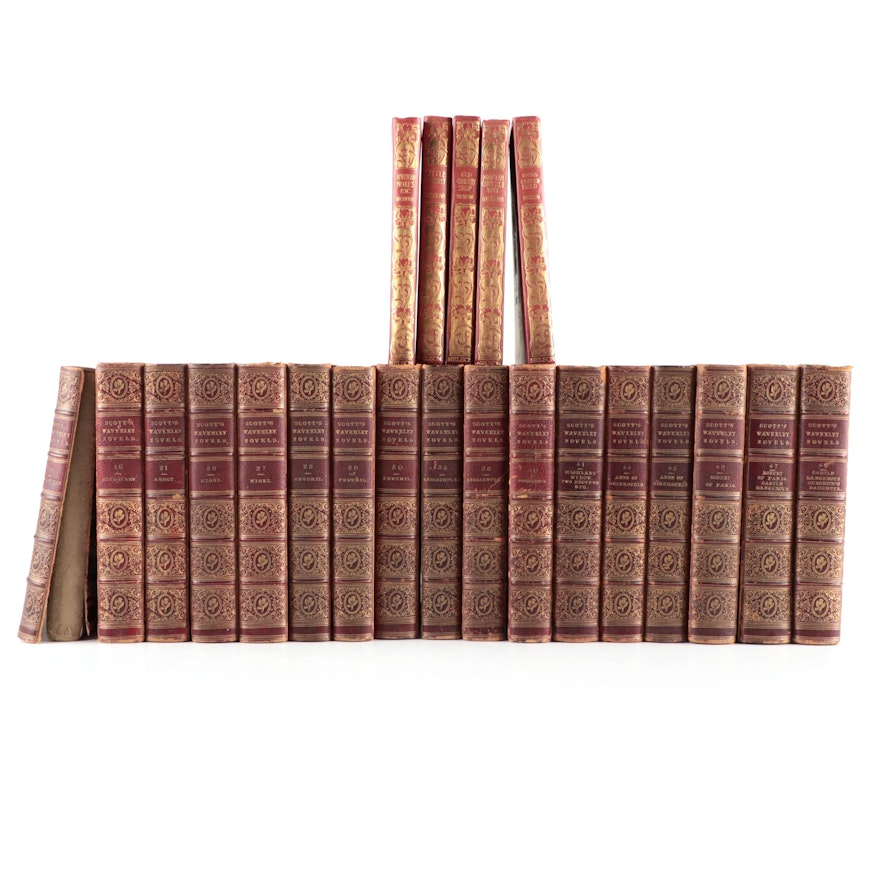 Collection of Walter Scott's "Waverly Novels" and the Works of Charles Dickens