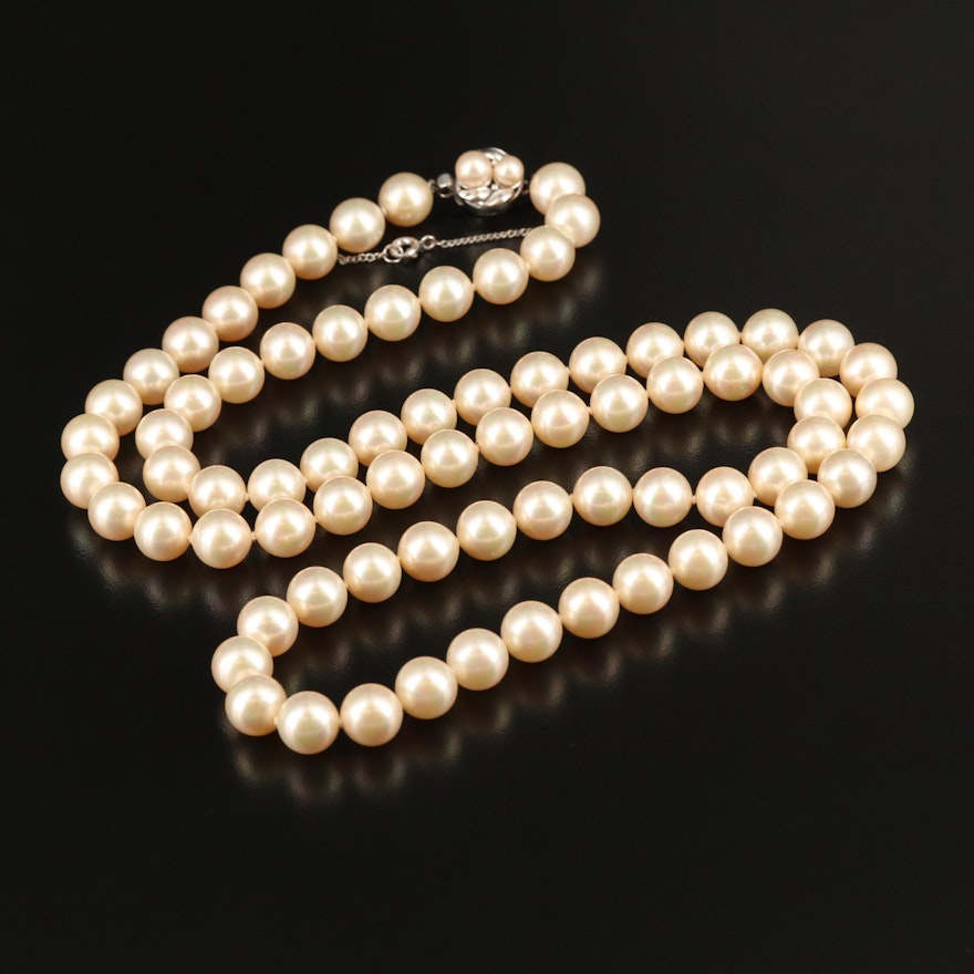 Faux Pearl Necklace with Sterling Clasp