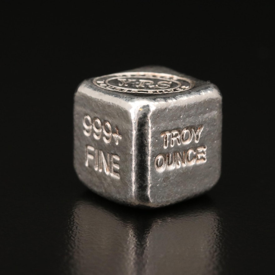 Yeagers Poured Silver 999 Fine Silver Troy Ounce Cube