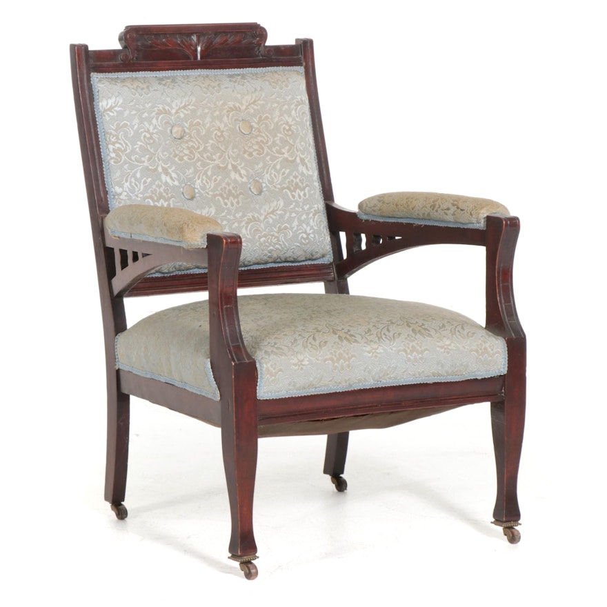 Louis XVI Style Upholstered Armchair, Late 19th/ Early 20th Century