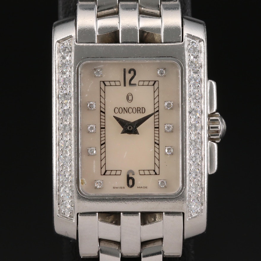 Concord Sportivo Stainless Steel Diamond Wristwatch
