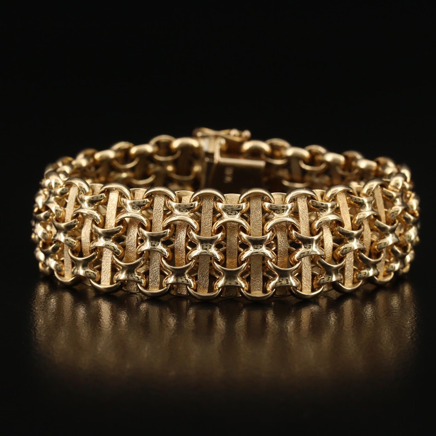 Vintage 14K Italian Basket Weave Bracelet