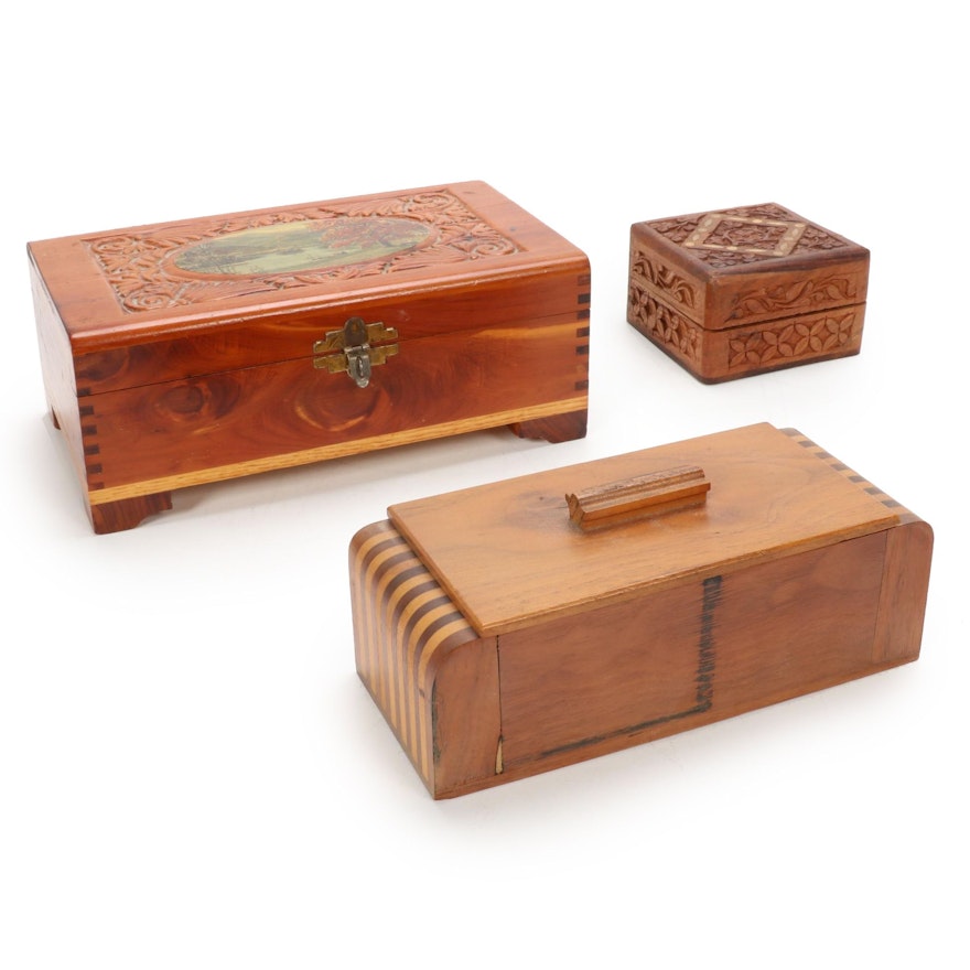 Art Deco Bench Made and Other Wooden Boxes, 20th Century