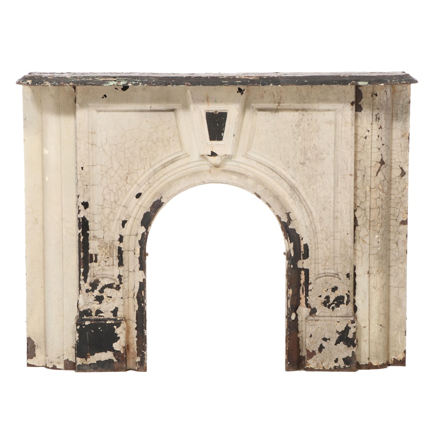 Victorian Painted Cast Iron Fireplace Surround with Mantel, Late 19th Century