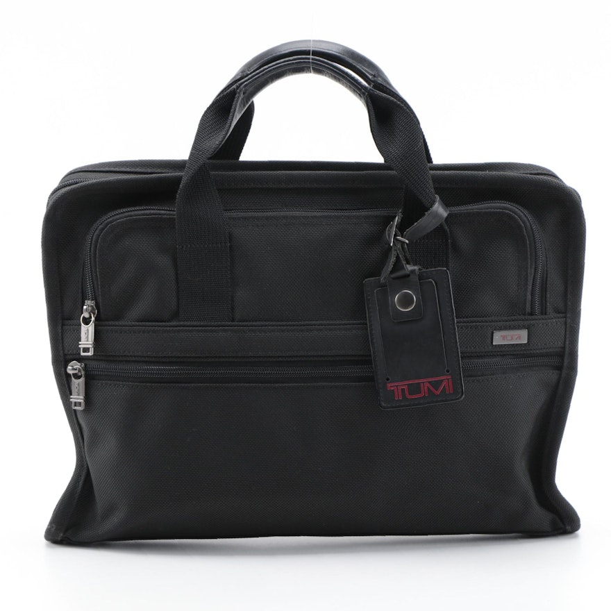 Tumi Alpha Business Travel Briefcase in Black Canvas and Leather