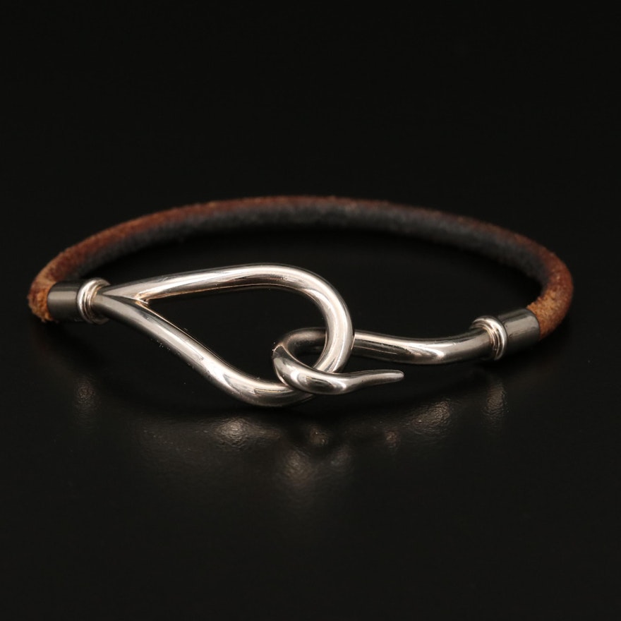 Hermès Jumbo Leather Wrap Hook Bracelet