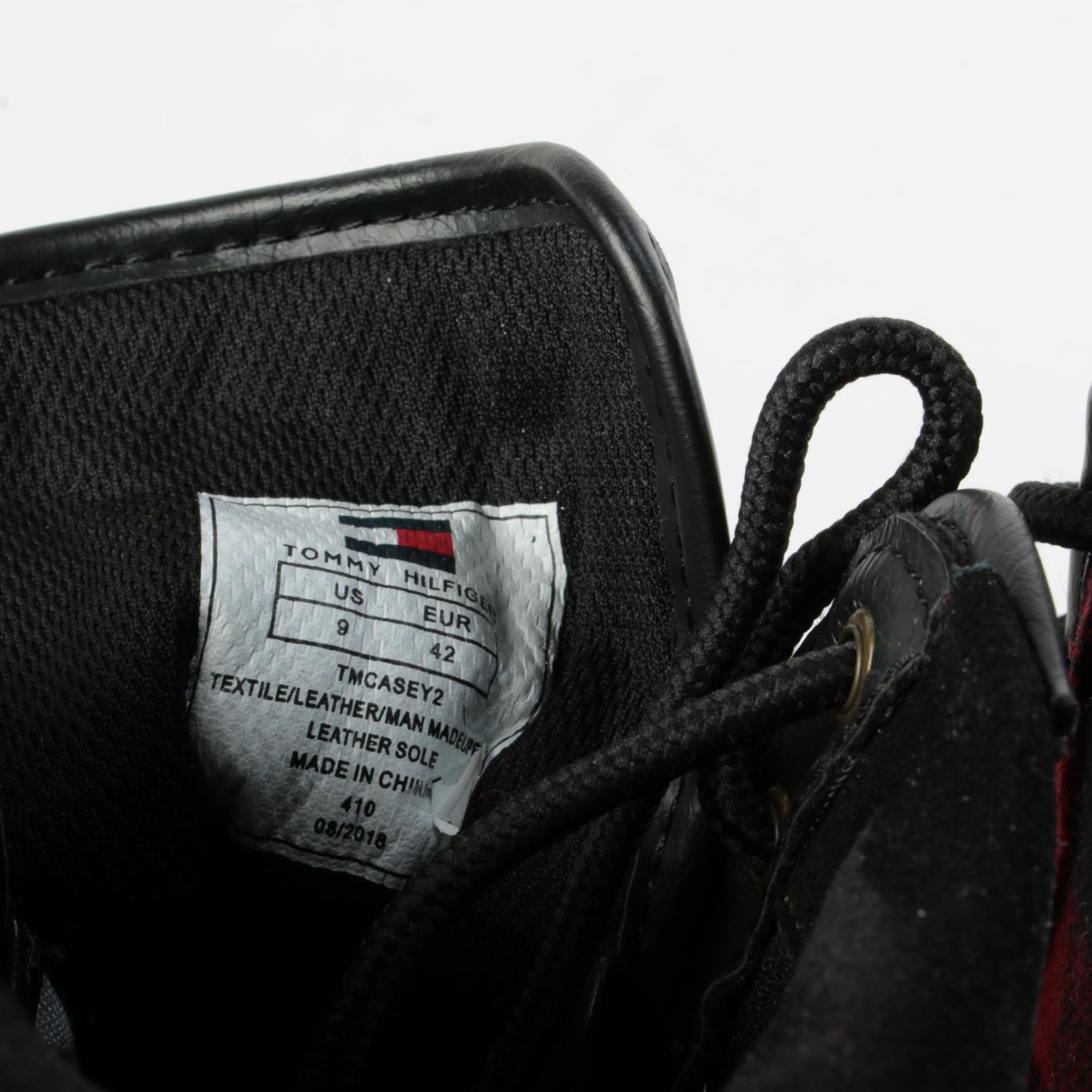 Tommy Hilfiger Casey2 Buffalo Plaid and Black Leather Boots