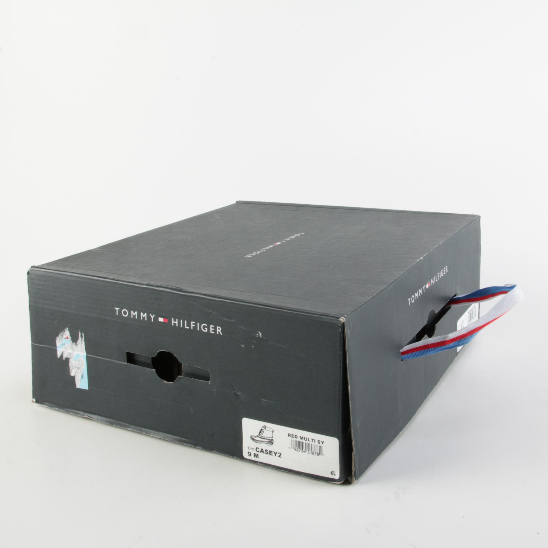 Tommy Hilfiger Casey2 Buffalo Plaid and Black Leather Boots