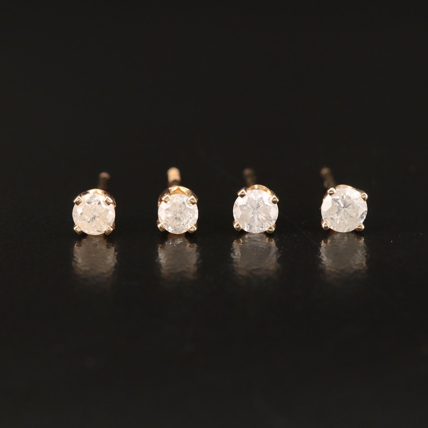 14K 0.20 CTW and 0.29 CTW Diamond Stud Earrings
