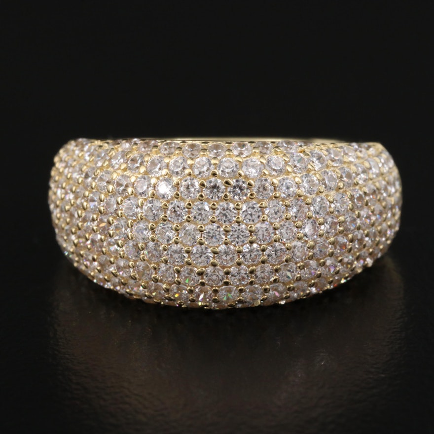 Sterling Silver Pavé Cubic Zirconia Tapered Band