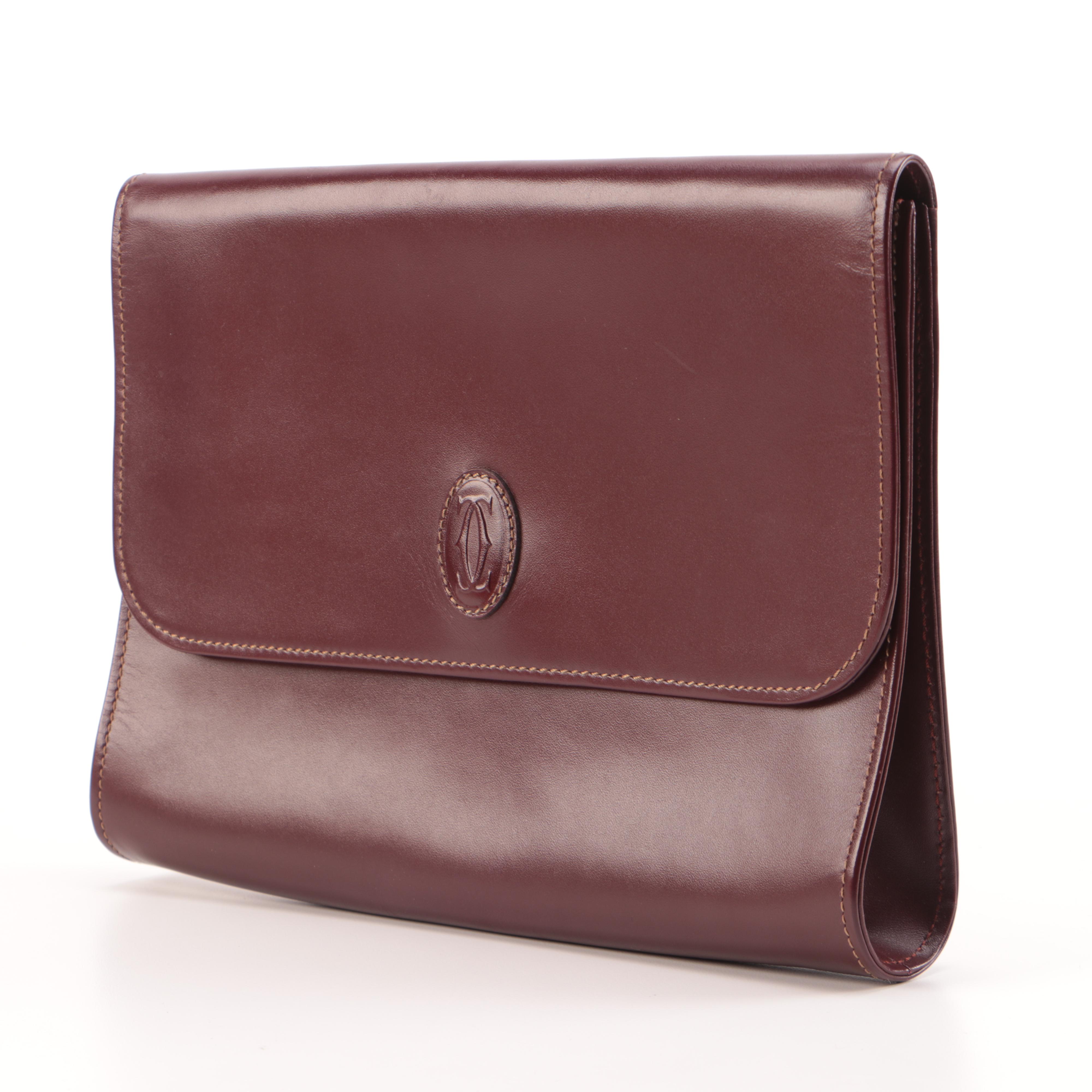 Must du Cartier Clutch in Burgundy Leather