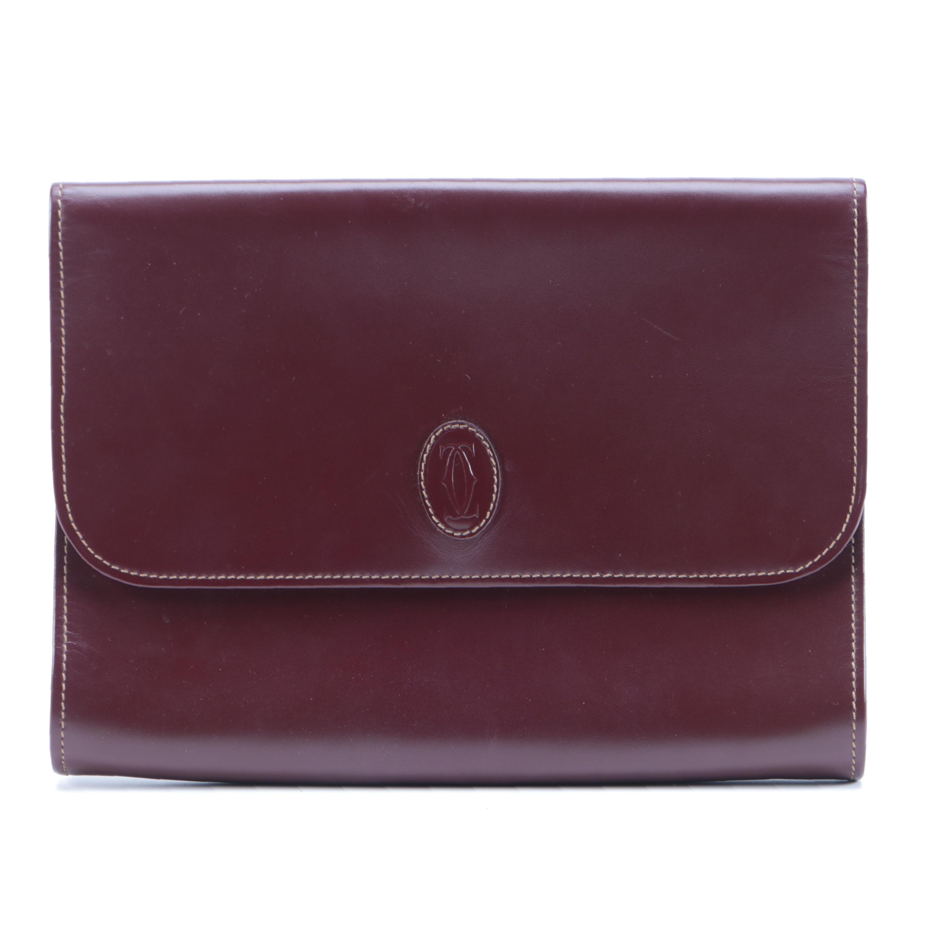 Must du Cartier Clutch in Burgundy Leather
