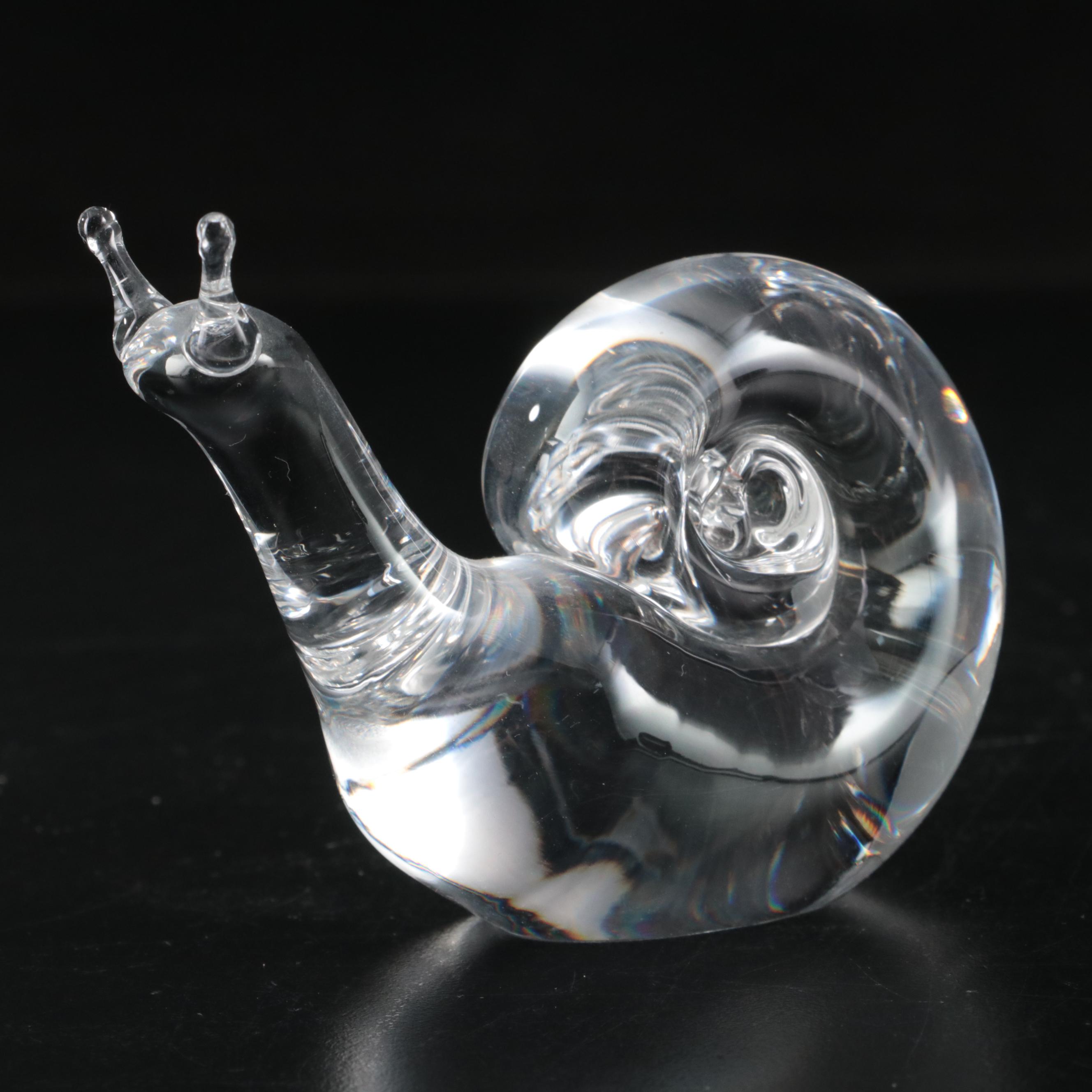 Steuben Art Glass Snail Figurine Designed by David Hills, 1950s