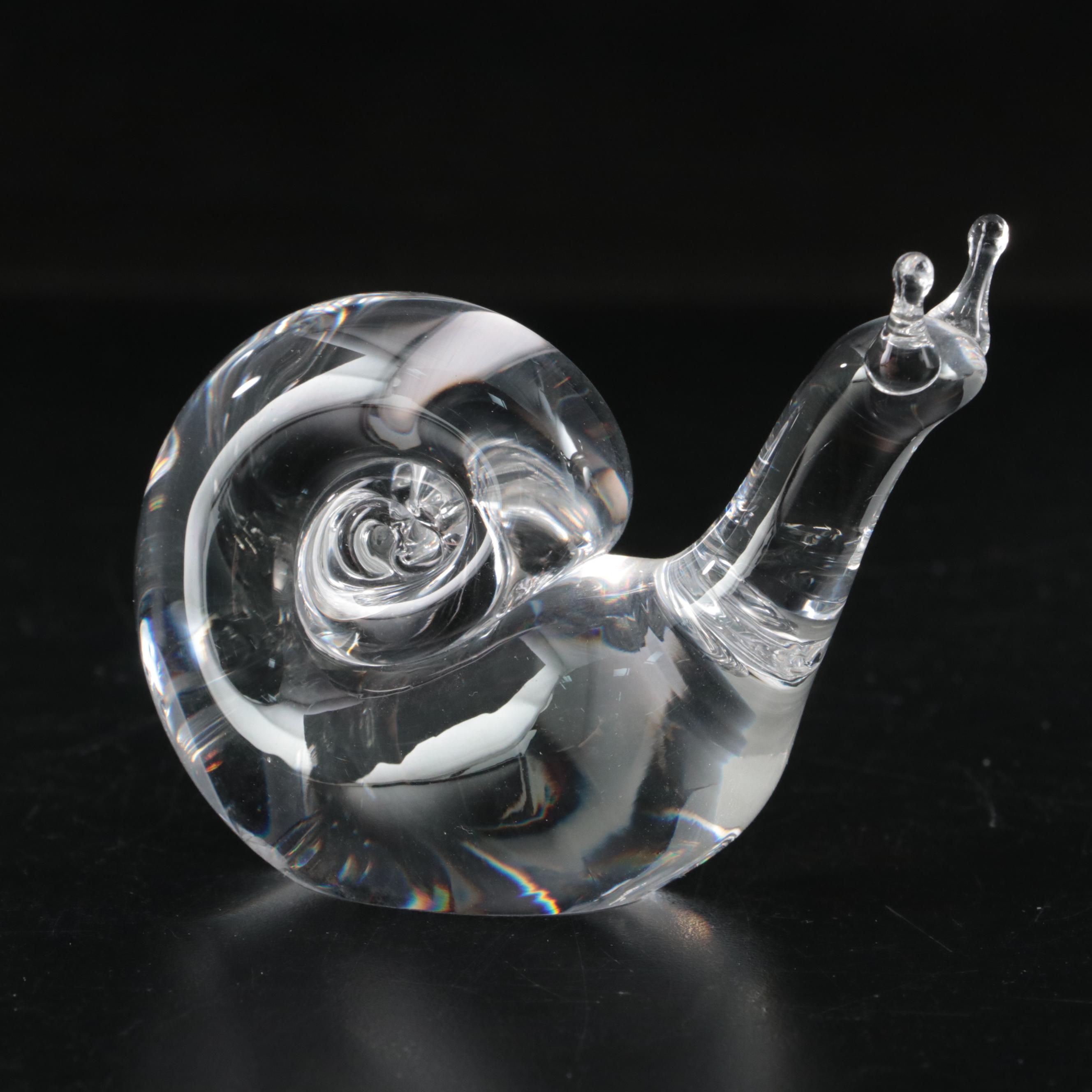 Steuben Art Glass Snail Figurine Designed by David Hills, 1950s