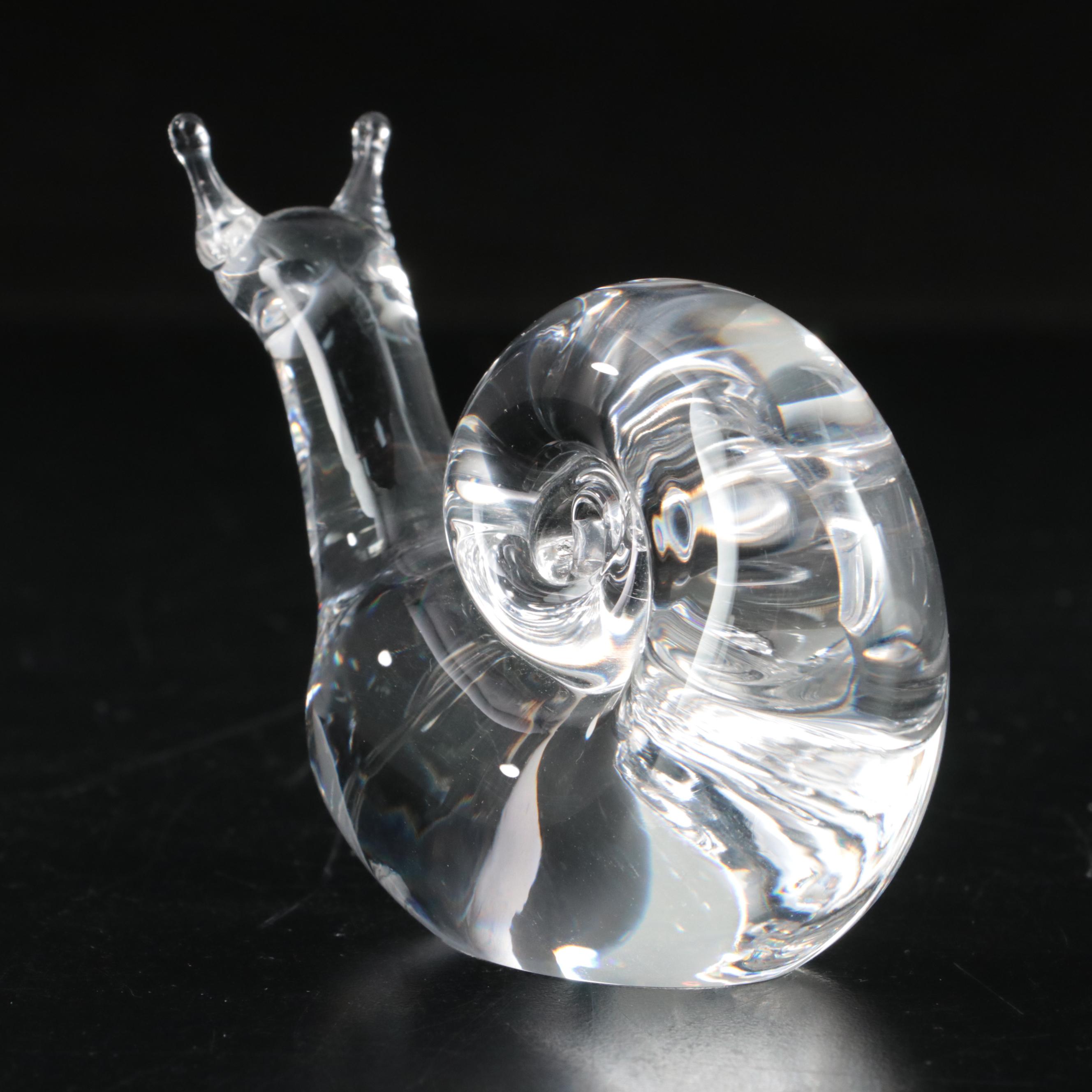Steuben Art Glass Snail Figurine Designed by David Hills, 1950s