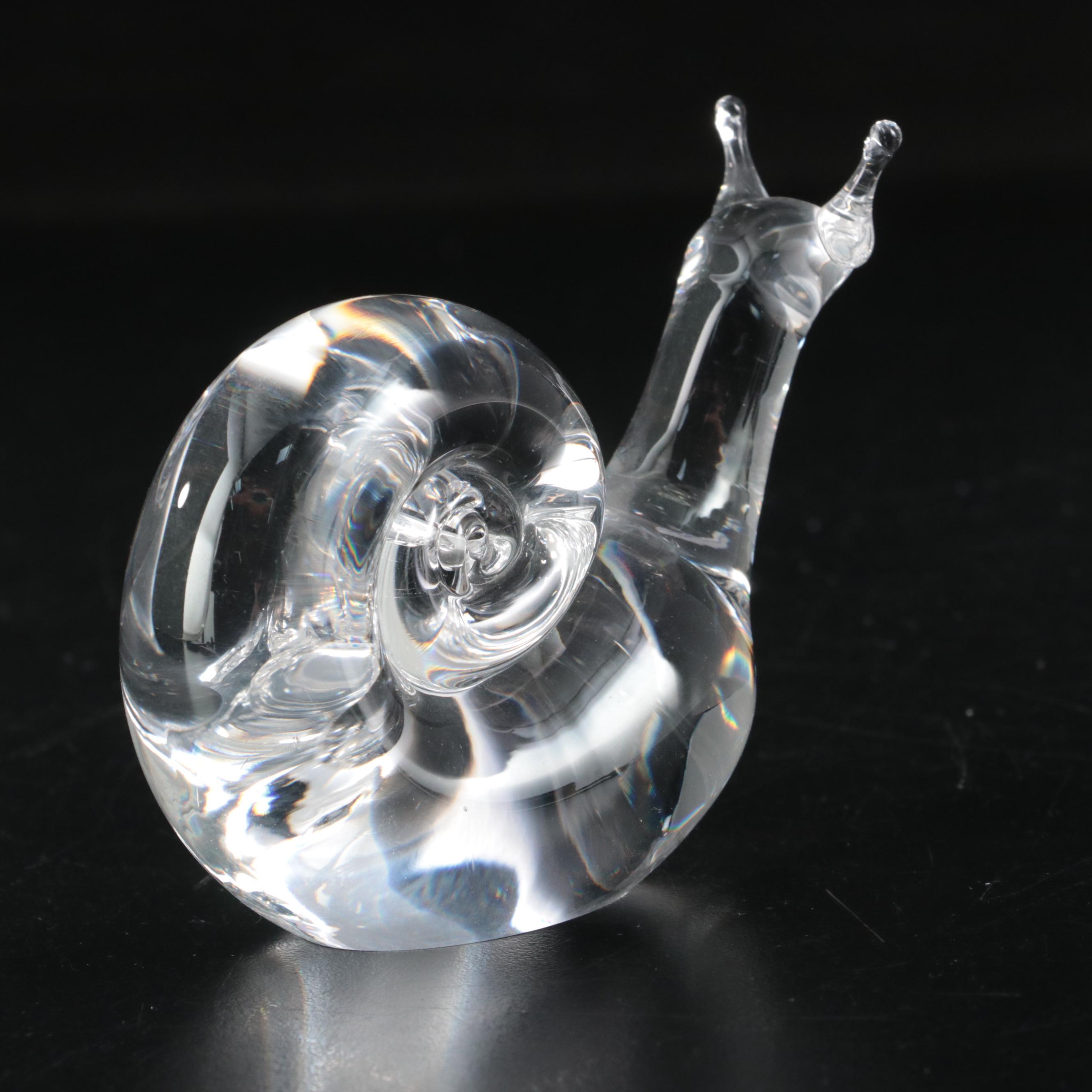 Steuben Art Glass Snail Figurine Designed by David Hills, 1950s