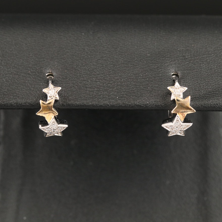 Sterling Cubic Zirconia Star Huggie Earrings